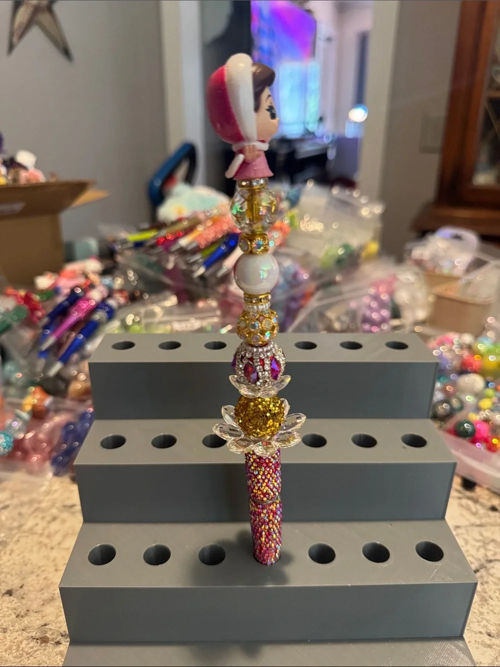 NWOT Disney Doorables Christmas Belle Beaded Pen Handmade by Me
